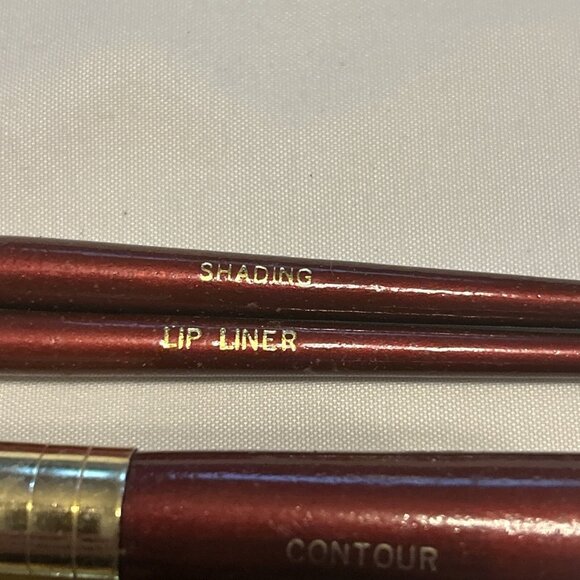 Brush Set Reddish Plum Handle And Gold New Makeup Cosmetic Brushes 4 Pieces 5” N - Picture 5 of 7